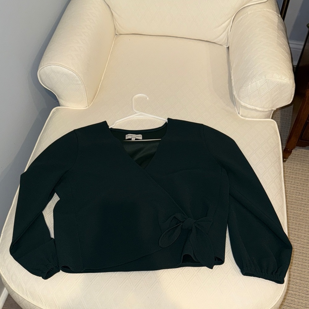 Madewell Dark Green Wrap Blouse